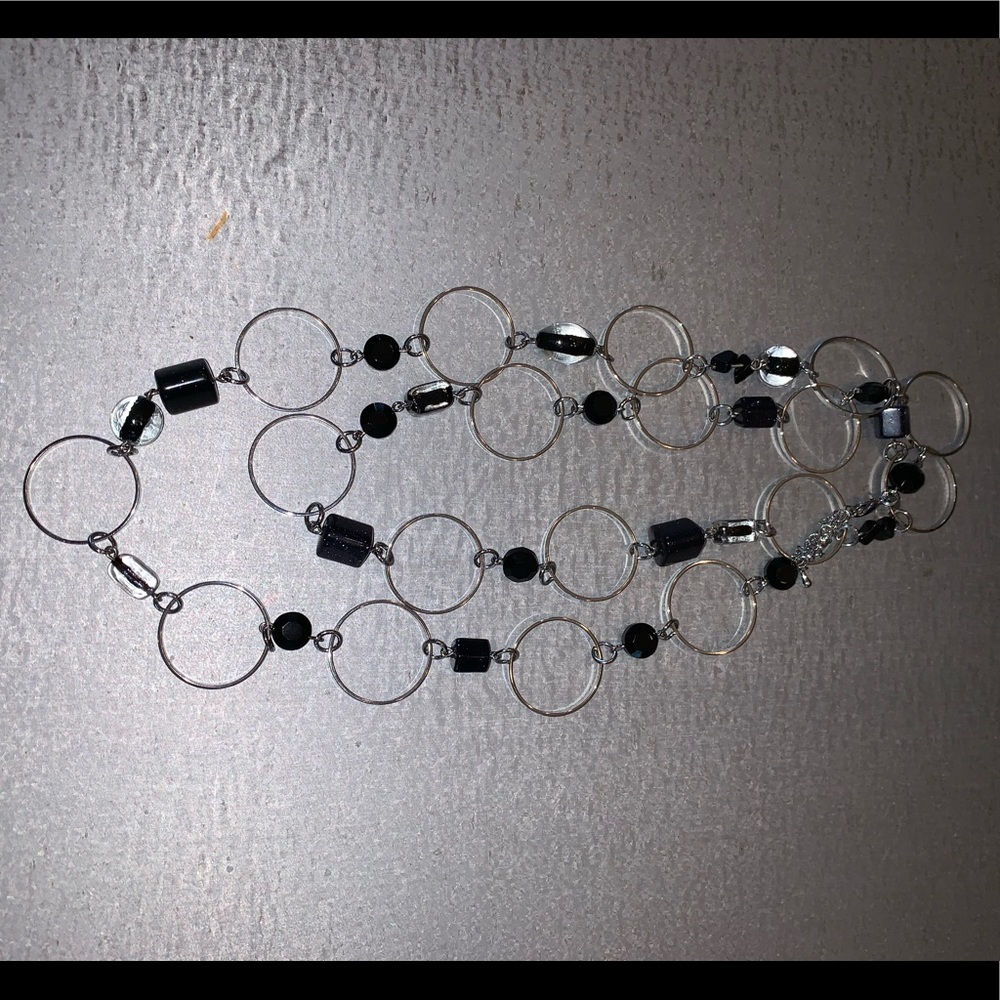 Lia Sophia Silver and black circle necklace